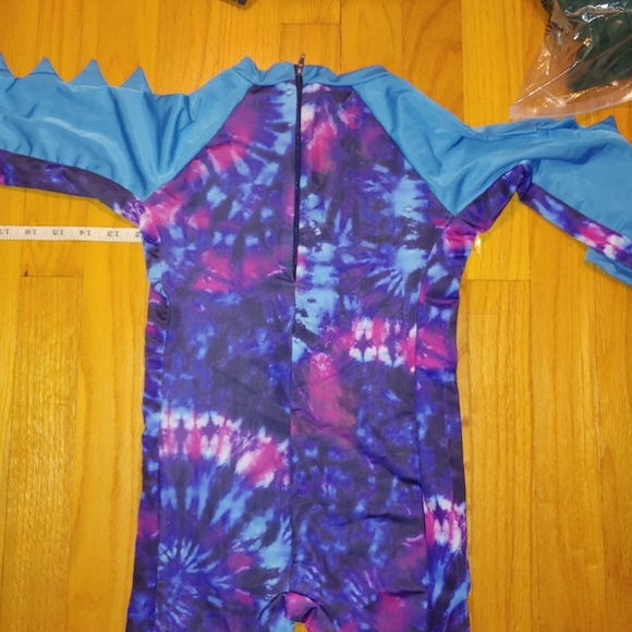 Shark Week Tie dye Toddler One Piece Long Sleeve Swimsuit Rash Guard Fins 2T-3T - Picture 6 of 10